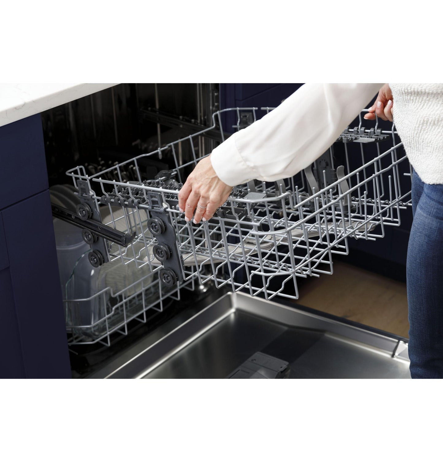 GE® Front Control with Stainless Steel Interior Dishwasher with Sanitize Cycle & Dry Boost