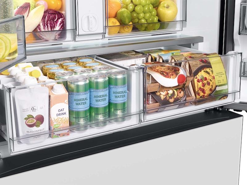 Samsung RF24BB620012 Bespoke 3-Door French Door Refrigerator 24 cu. ft. in White Glass with AutoFill Water Pitcher