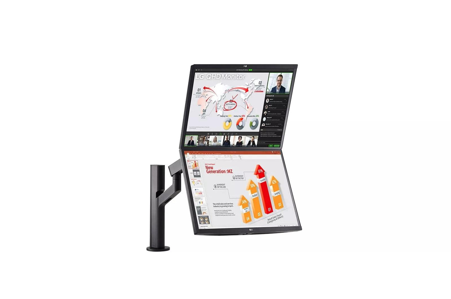 Lg 24QP88DB 24 Inch QHD 1440P IPS Monitor Ergo Dual with USB-C and DP Daisy Chain
