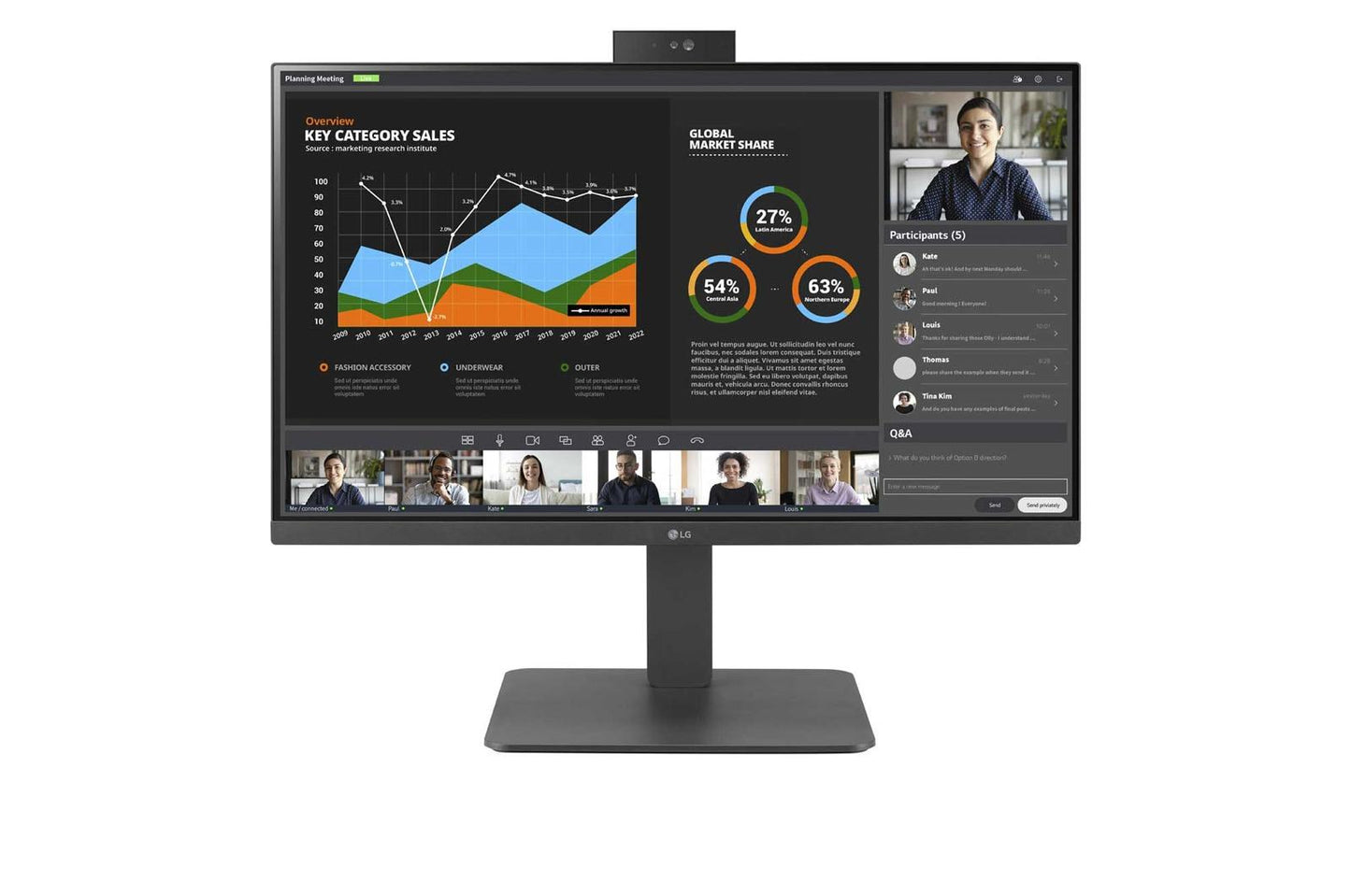 Lg 24BR750CC 24'' IPS FHD Monitor with Built-in FHD Webcam & Mic, Anti-Glare, & USB Type-C™