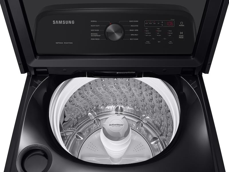 Samsung WA49B5105AV 4.9 cu. ft. Large Capacity Top Load Washer with ActiveWave™ Agitator and Deep Fill in Brushed Black