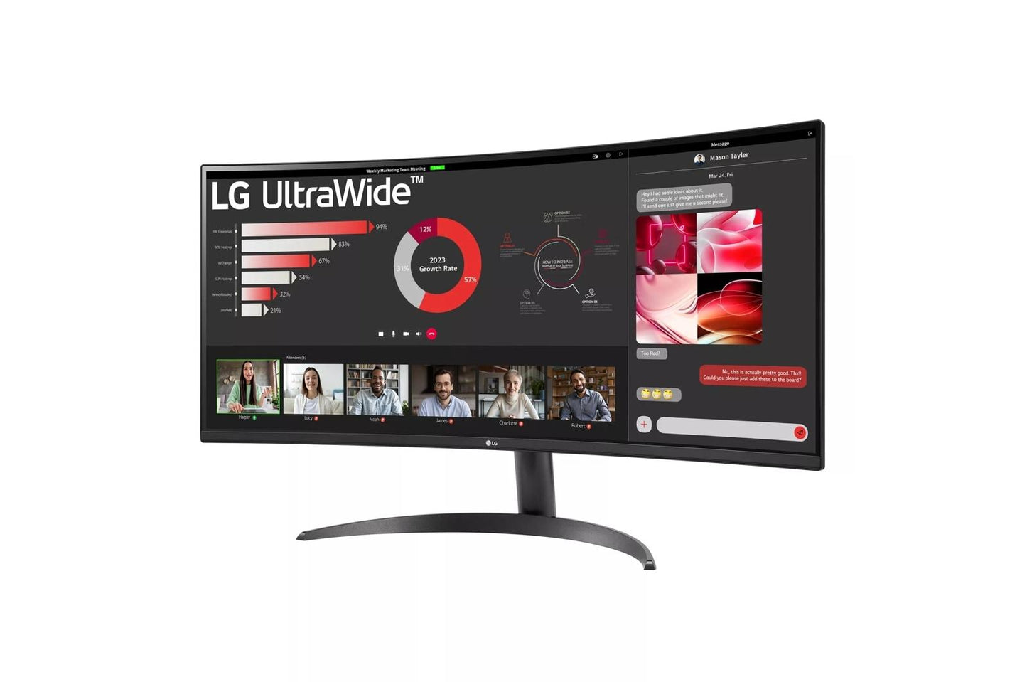 Lg 34WR50QCB 34 Inch Curved UltraWide™ WQHD 1440P HDR 10 100Hz Monitor with AMD FreeSync™ - 34WR50QC-B