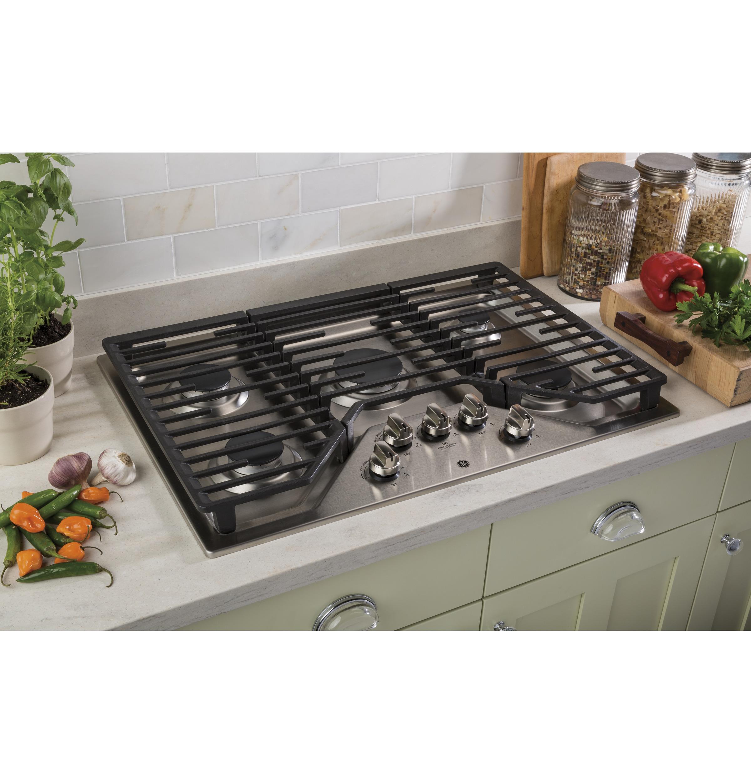 JGP5030SLSS GE® 30" Built-In Gas Cooktop with 5 Burners and Dishwasher Safe Grates