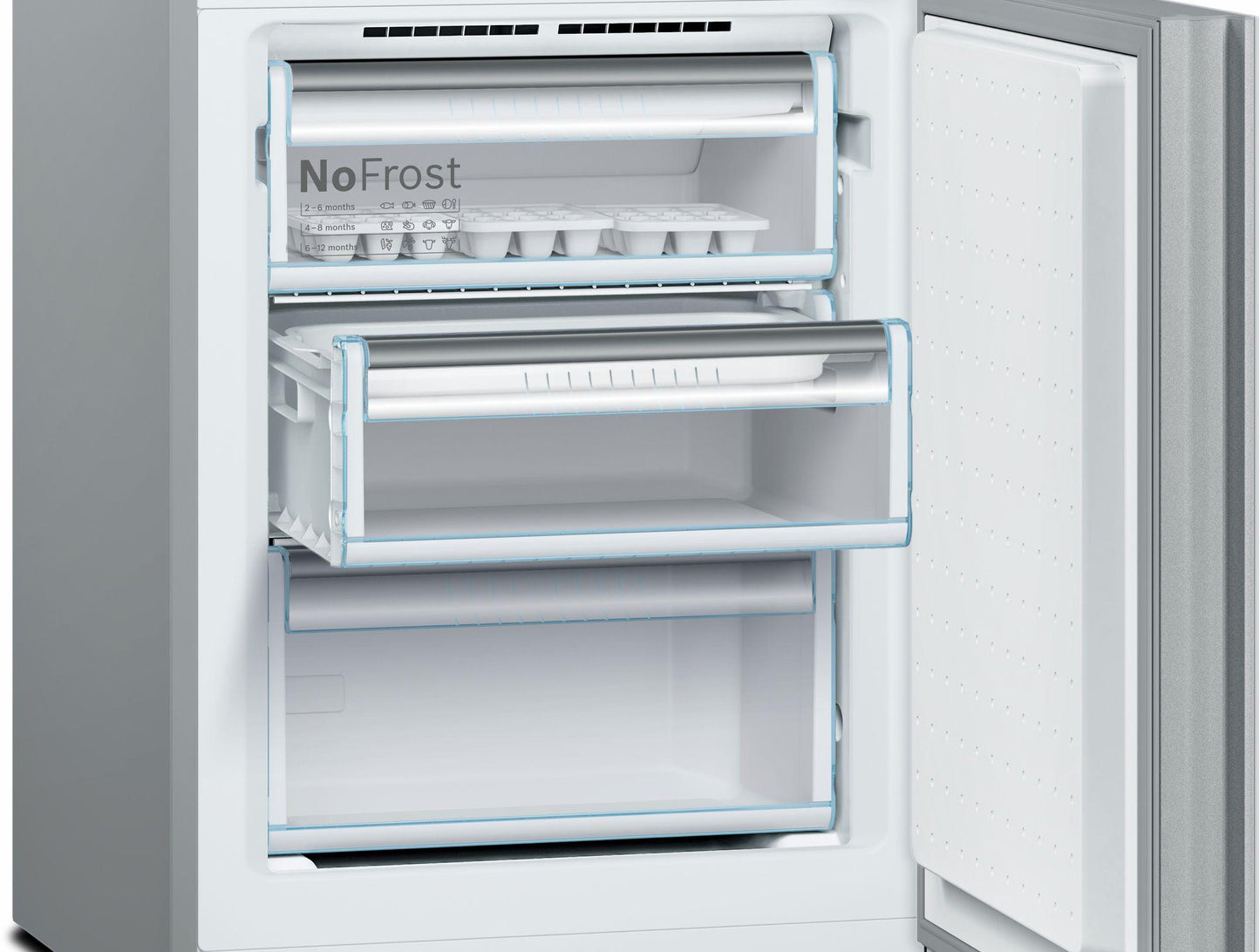 Bosch B10CB81NVW 800 Series Free-standing fridge-freezer with freezer at bottom, glass door 23.5" White
