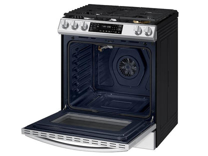 Samsung NX60BB851112 Bespoke 6.0 cu. ft. Smart Front Control Slide-In Gas Range with Air Fry & Wi-Fi in White Glass