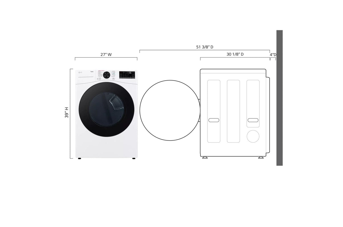 Lg DLEX4080W 7.4 cu. ft. Ultra Large Capacity Smart Front Load ENERGY STAR Electric Dryer with Sensor Dry & Steam Technology