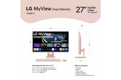 Lg 27SR5BFP 27 Inch Full HD IPS Smart Monitor with webOS Desktop Setup Including Wireless Keyboard and Mouse