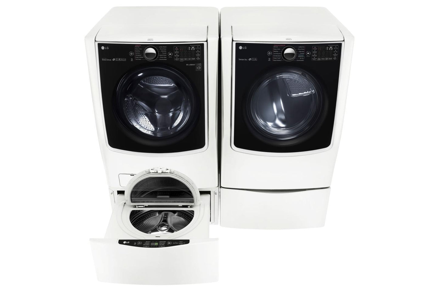Lg WM5000HWAWD100CWDLGX5001WWDP4W 5.5 Total Capacity LG TWINWash™ Bundle with LG SideKick™ and Gas Dryer