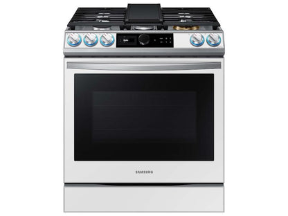 Samsung NX60BB871112 Bespoke Smart Slide-in Gas Range 6.0 cu. ft. with Smart Dial, Air Fry & Wi-Fi in White Glass