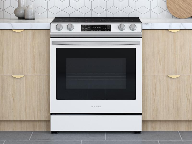 Samsung NE63BB851112 Bespoke 6.3 cu. ft. Smart Front Control Slide-In Electric Range with Air Fry & Wi-Fi in White Glass