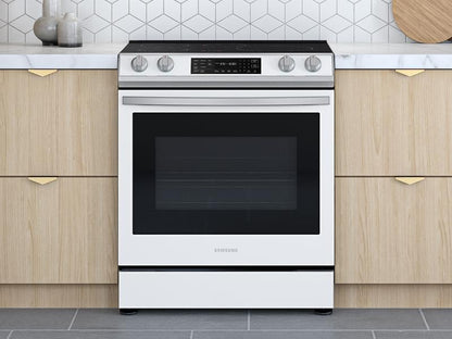Samsung NE63BB851112 Bespoke 6.3 cu. ft. Smart Front Control Slide-In Electric Range with Air Fry & Wi-Fi in White Glass