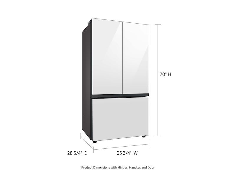 Samsung RF24BB620012 Bespoke 3-Door French Door Refrigerator 24 cu. ft. in White Glass with AutoFill Water Pitcher