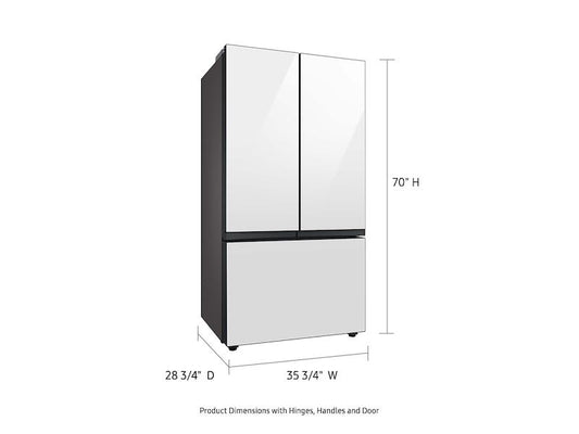 Samsung RF24BB620012 Bespoke 3-Door French Door Refrigerator 24 cu. ft. in White Glass with AutoFill Water Pitcher