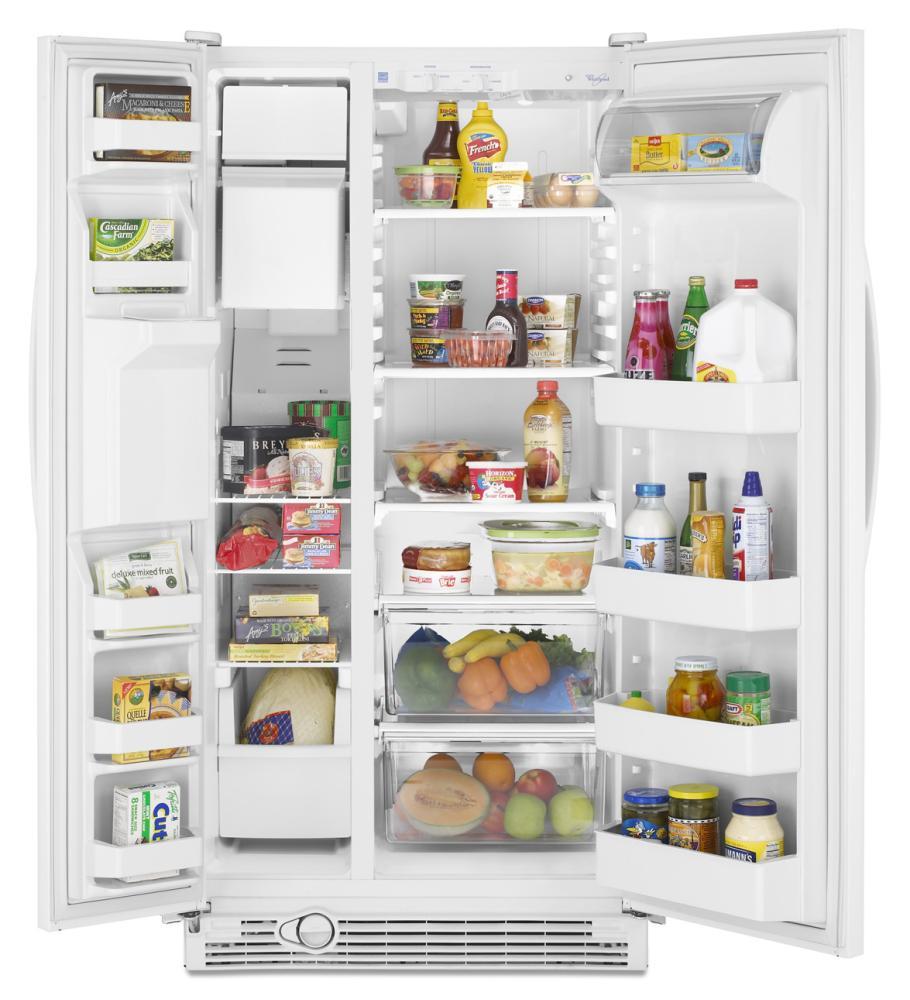 Whirlpool ED2KVEXVB 22 cu. ft. Side-by-Side Refrigerator with Full-Width Adjustable Slide-Out SpillGuard Glass Shelves