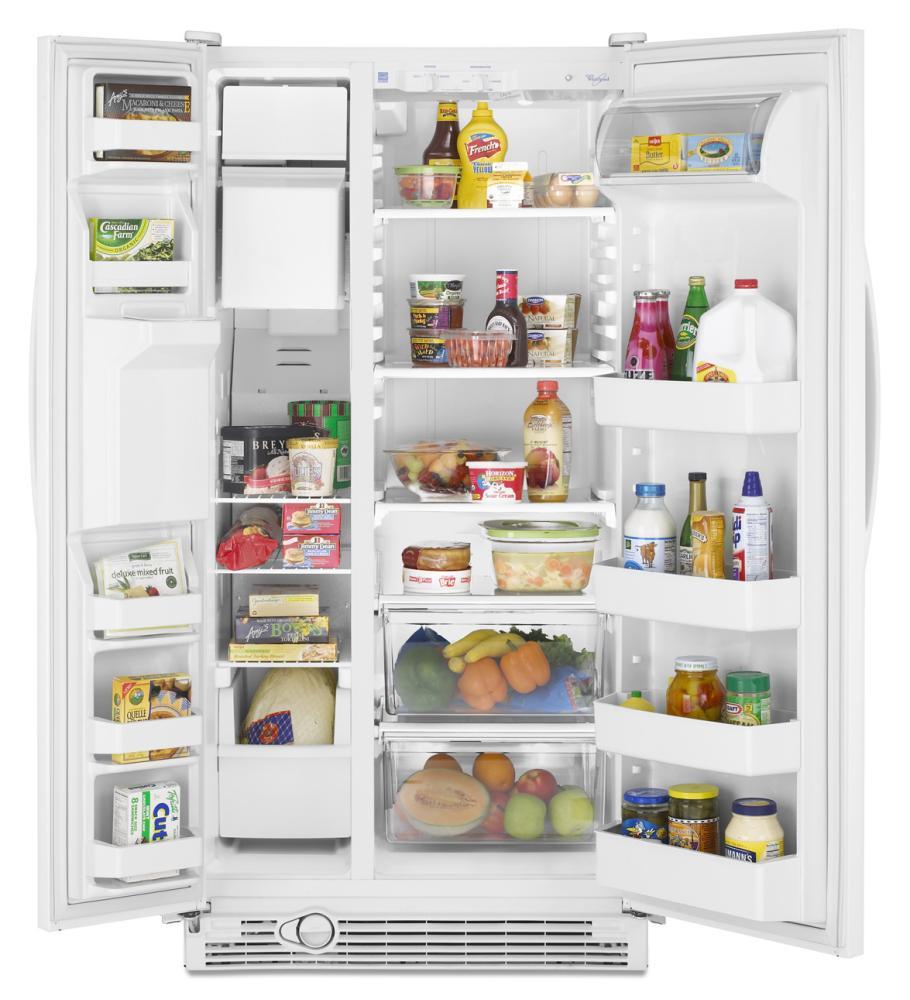 Whirlpool 22 cu. ft. Side-by-Side Refrigerator with Full-Width Adjustable Slide-Out SpillGuard Glass Shelves