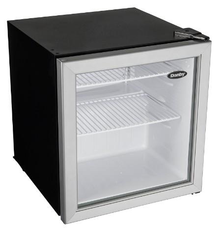 DAG016A1BDB Danby 1.6 cu. ft. Compact Glass Door Fridge in Platinum