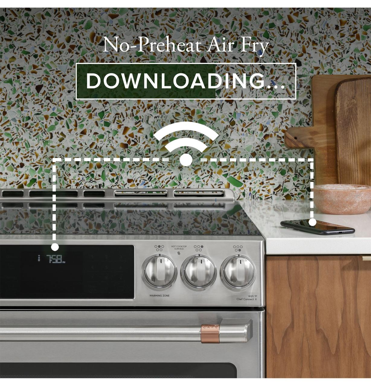 Cafe C2S900P2MS1 CAF(EBACK)™ 30" Smart Slide-In, Front-Control, Dual-Fuel Range with Warming Drawer