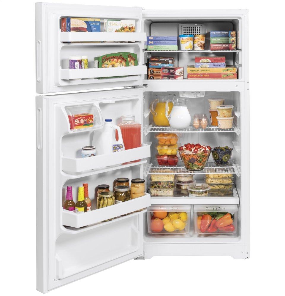 HPE16BTNLWW Hotpoint® ENERGY STAR® 15.6 Cu. Ft. Recessed Handle Top-Freezer Refrigerator