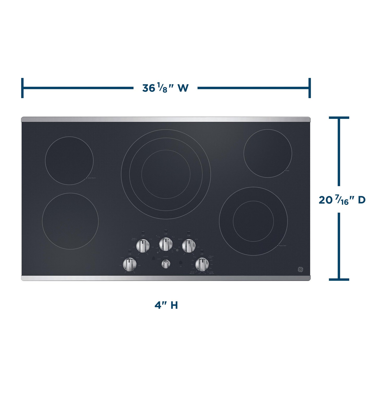 JEP5036STSS GE® 36" Built-In Knob Control Electric Cooktop
