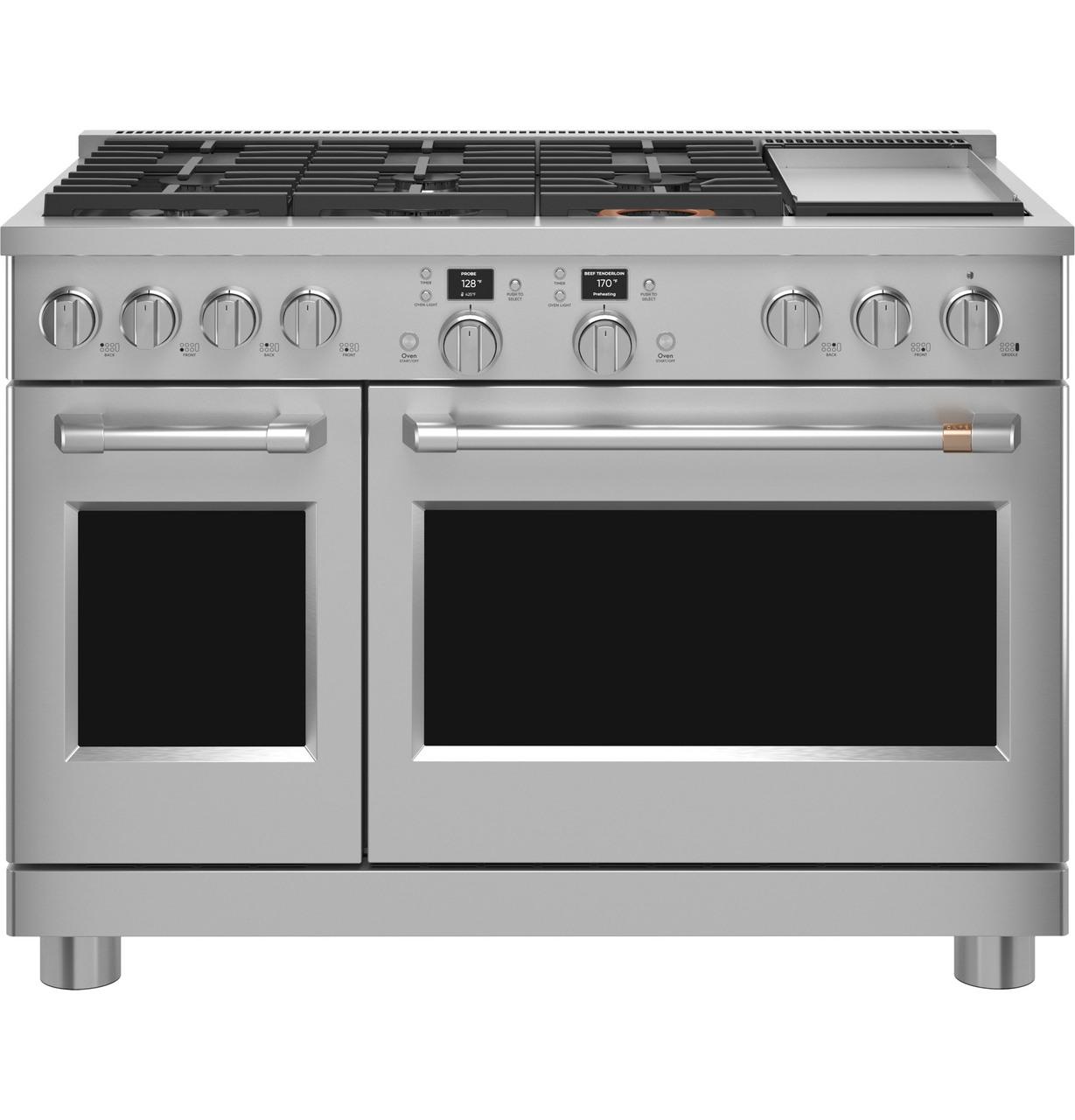 Cafe Caf(eback)™ 48" Smart Dual-Fuel Commercial-Style Range with 6 Burners and Griddle (Natural Gas)