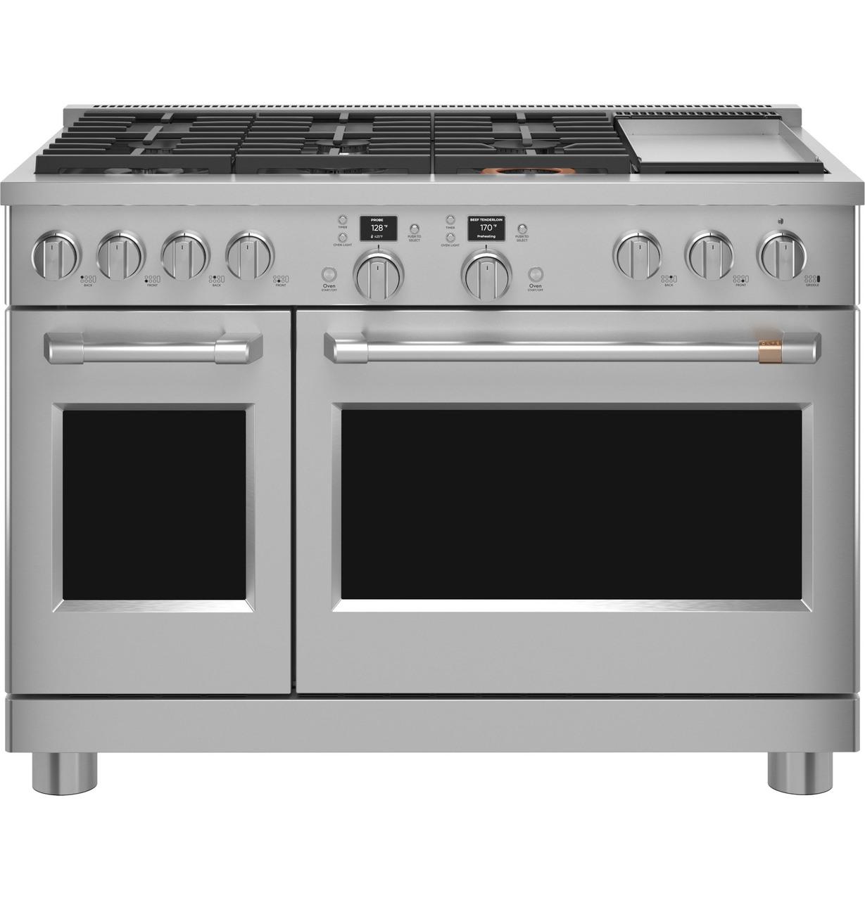 Cafe C2Y486P2TS1 CAF(EBACK)™ 48" Smart Dual-Fuel Commercial-Style Range with 6 Burners and Griddle (Natural Gas)