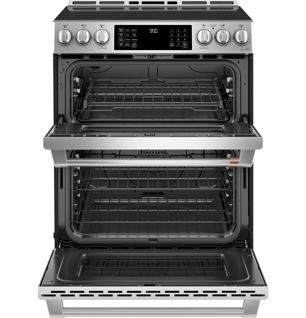 Cafe CHS950P2MS1 CAF(EBACK)™ 30" Smart Slide-In, Front-Control, Induction and Convection Double-Oven Range