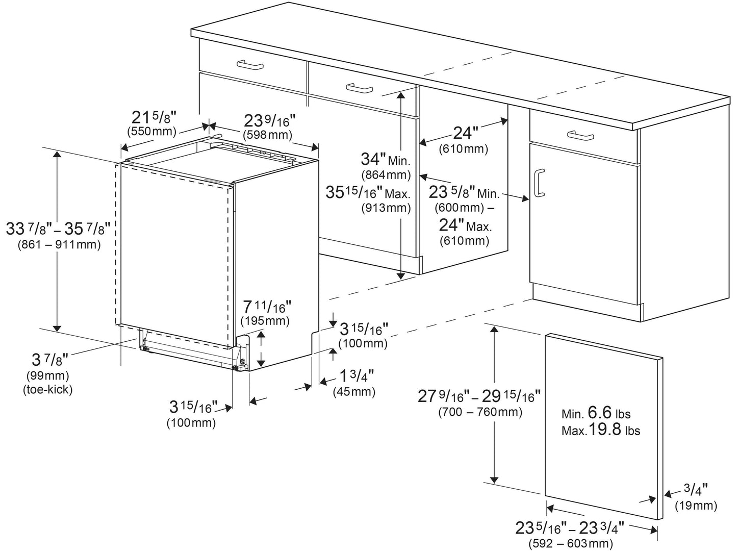 Beko DIT39434 Tall Tub Dishwasher with (16 place settings, 39.0