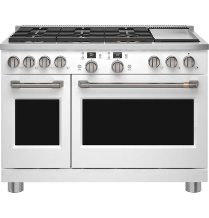 Cafe C2Y486P4TW2 CAF(EBACK)™ 48" Smart Dual-Fuel Commercial-Style Range with 6 Burners and Griddle (Natural Gas)