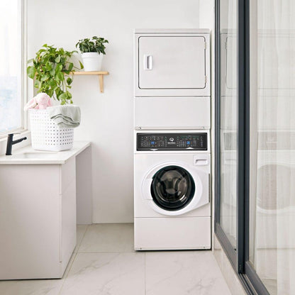 Speed Queen SF7007WG SF7 Stacked White Washer - Gas Dryer with Pet Plus  Sanitize  Fast Cycle Times  5-Year Warranty