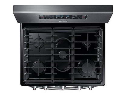 Samsung NX58M6850SG 5.8 cu ft. Smart Freestanding Gas Range with Flex Duo™ & Dual Door in Black Stainless Steel