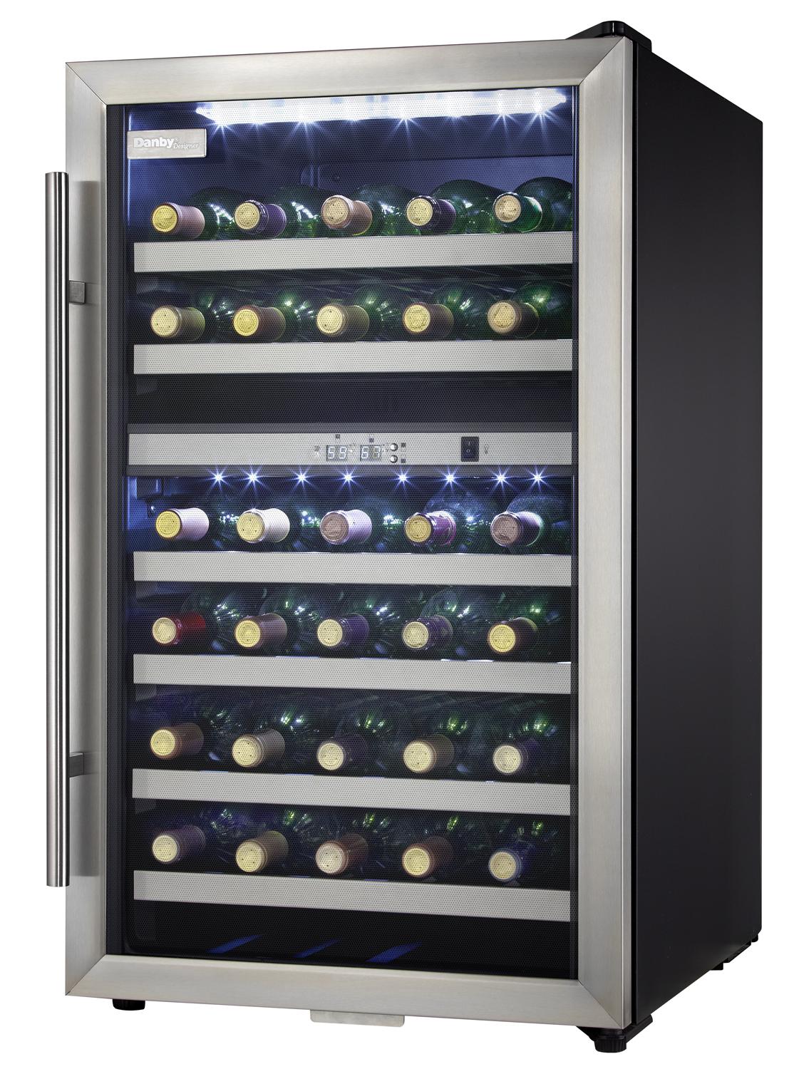 DWC114BLSDD Danby Designer 38 Bottle Free-Standing Wine Cooler in Black Stainless Steel