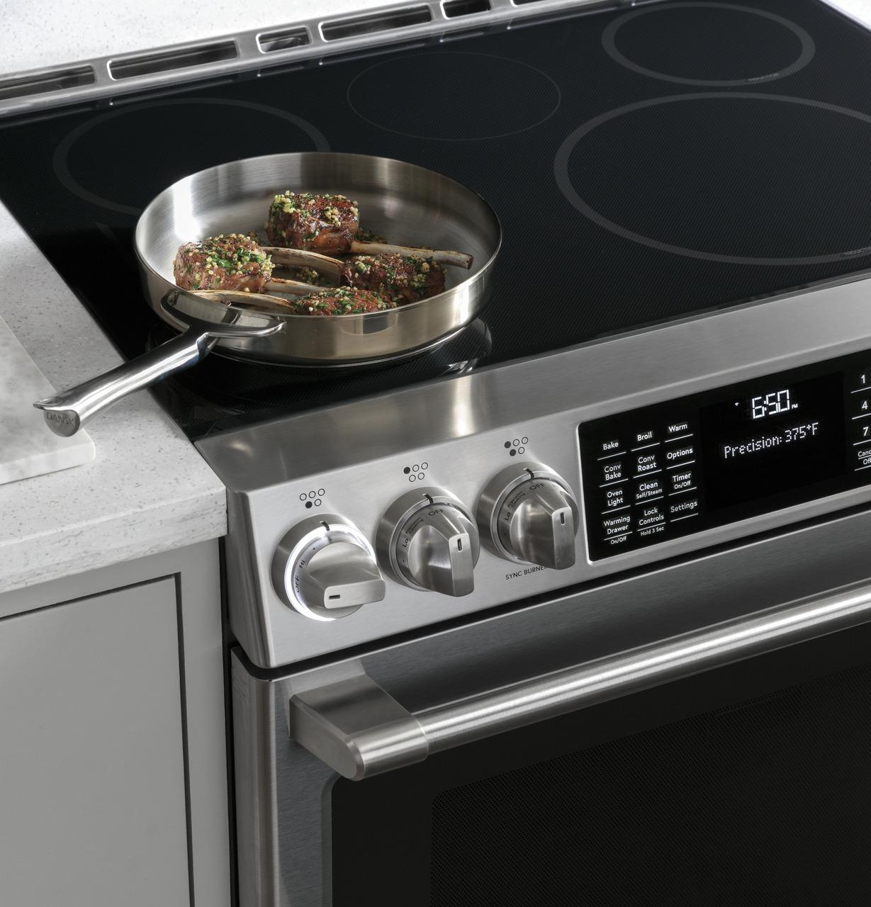 Cafe CHS90XP2MS1 CAF(EBACK)™ 30" Smart Slide-In, Front-Control, Induction and Convection Range with In-Oven Camera