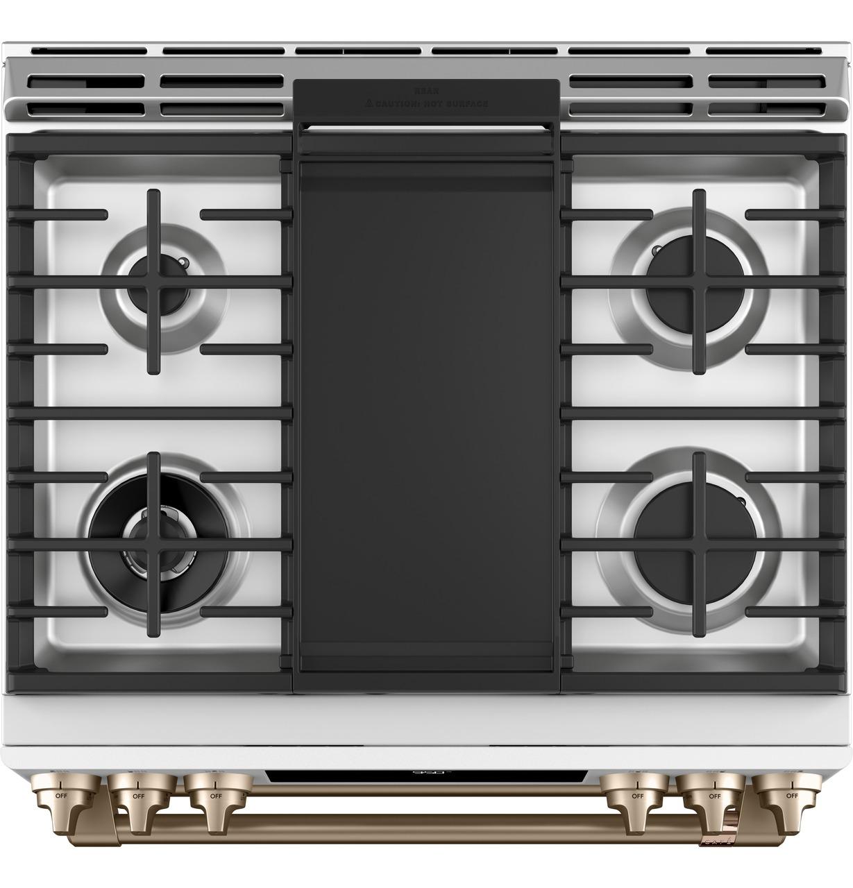 Cafe Caf(eback)™ 30" Smart Slide-In, Front-Control, Dual-Fuel, Double-Oven Range with Convection