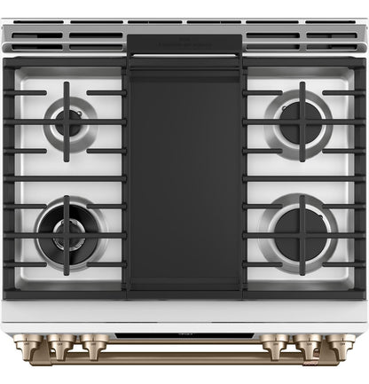 Cafe C2S950P4MW2 CAF(EBACK)™ 30" Smart Slide-In, Front-Control, Dual-Fuel, Double-Oven Range with Convection