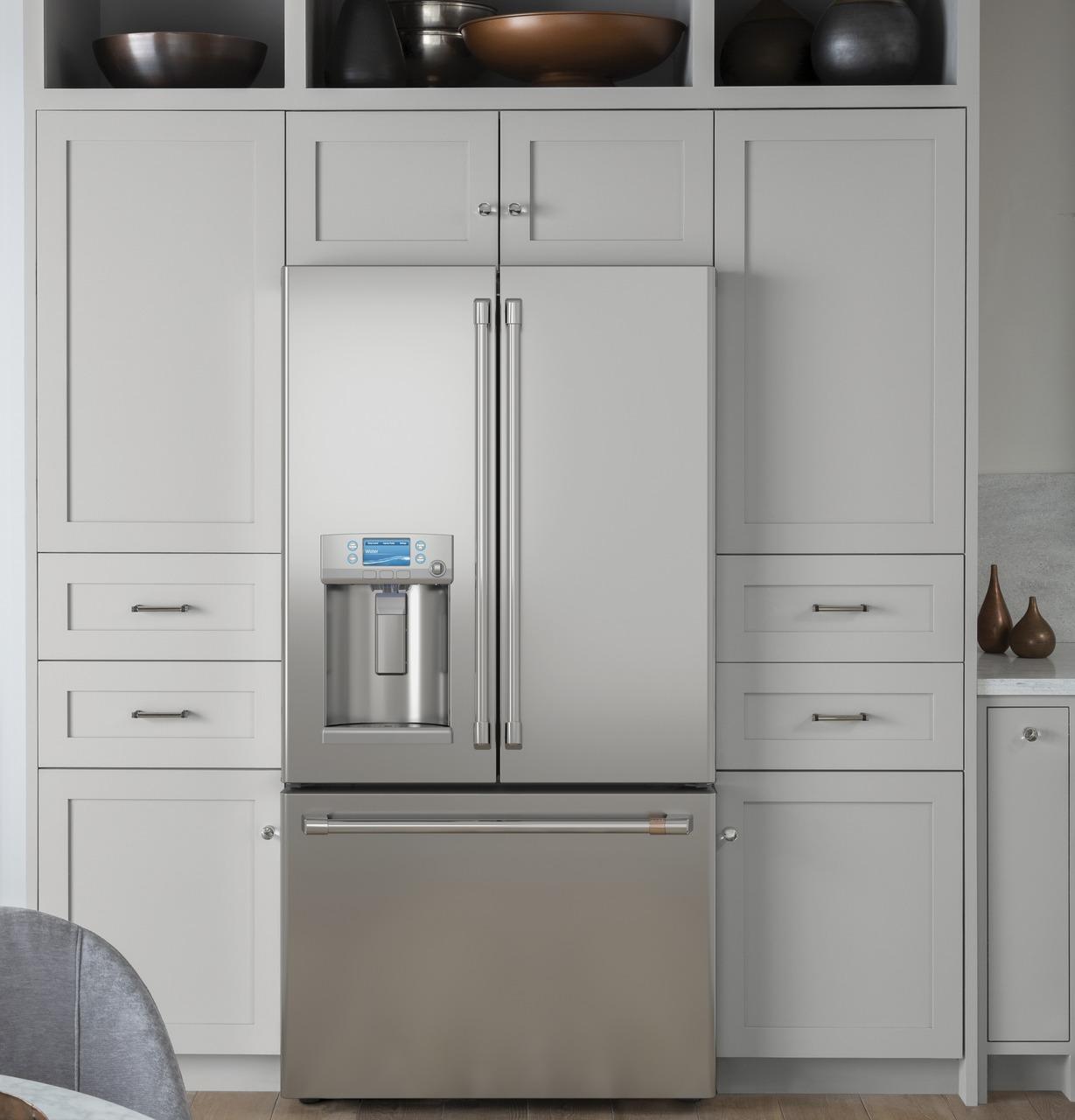 Cafe CYE22TP2MS1 CAF(EBACK)™ ENERGY STAR® 22.1 Cu. Ft. Smart Counter-Depth French-Door Refrigerator with Hot Water Dispenser