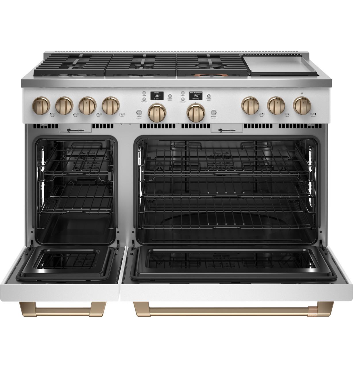 Cafe C2Y486P4TW2 CAF(EBACK)™ 48" Smart Dual-Fuel Commercial-Style Range with 6 Burners and Griddle (Natural Gas)