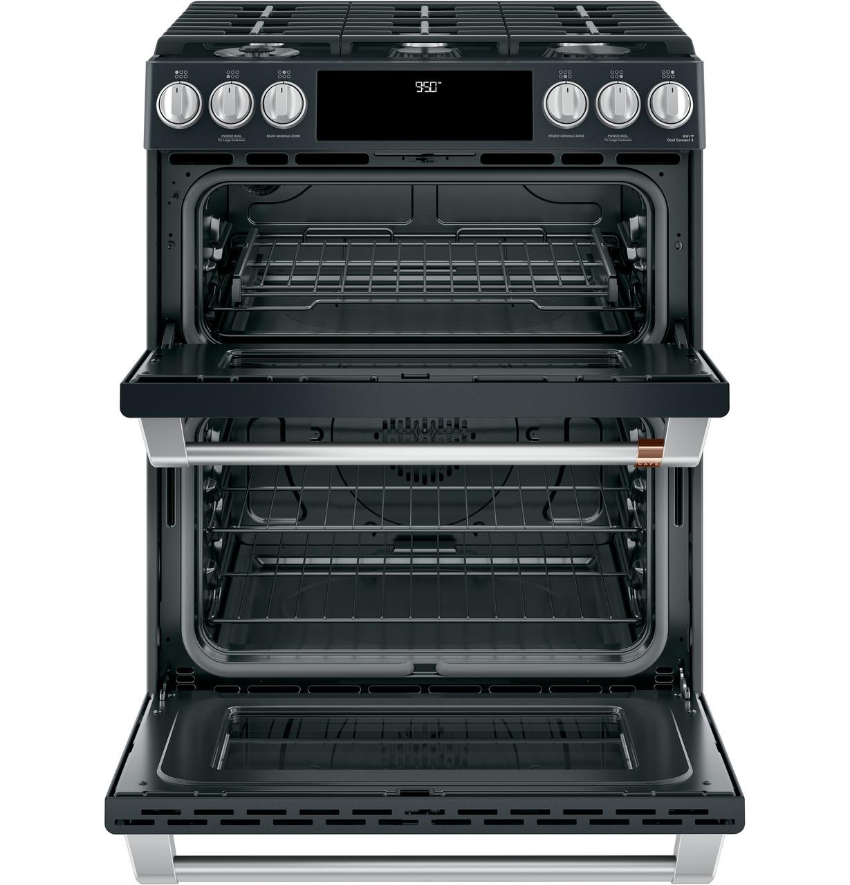 Caf(eback)™ 30" Smart Slide-In, Front-Control, Dual-Fuel, Double-Oven Range with Convection