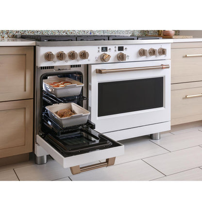 Cafe C2Y486P2TS1 CAF(EBACK)™ 48" Smart Dual-Fuel Commercial-Style Range with 6 Burners and Griddle (Natural Gas)