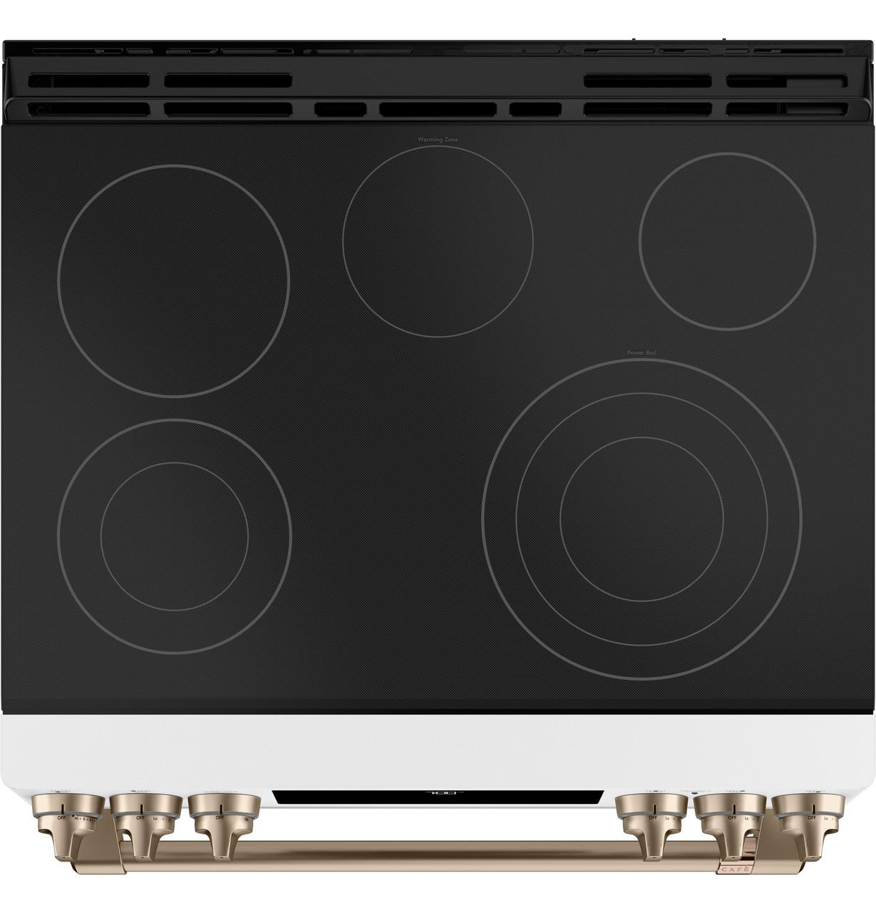 Cafe Caf(eback)™ 30" Smart Slide-In, Front-Control, Radiant and Convection Range