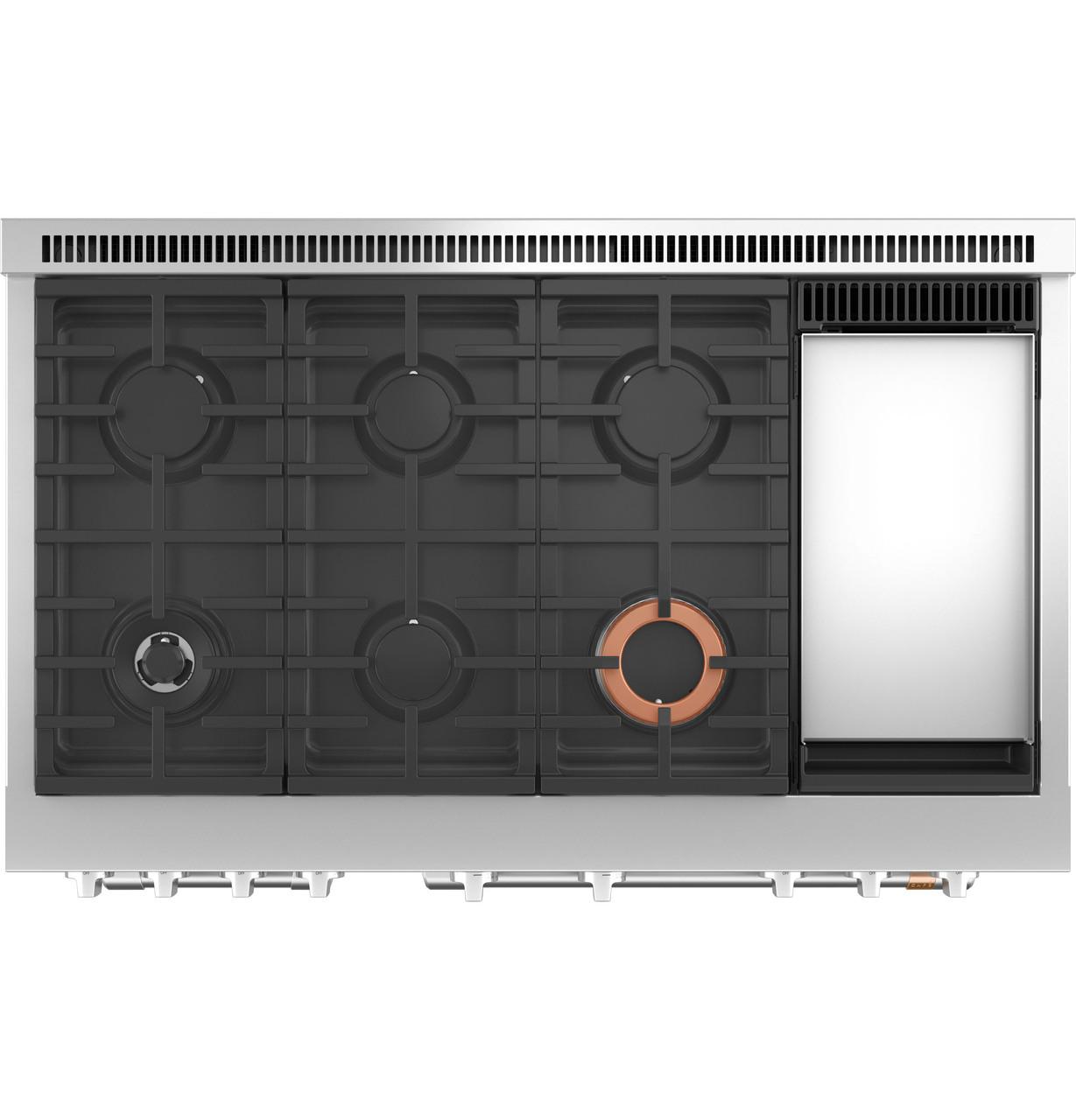 Cafe C2Y486P2TS1 CAF(EBACK)™ 48" Smart Dual-Fuel Commercial-Style Range with 6 Burners and Griddle (Natural Gas)