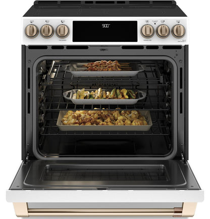 Cafe CHS900P4MW2 CAF(EBACK)™ 30" Smart Slide-In, Front-Control, Induction and Convection Range with Warming Drawer
