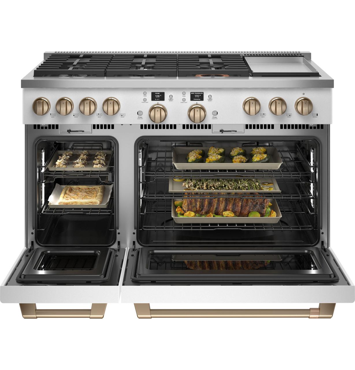 Cafe C2Y486P4TW2 CAF(EBACK)™ 48" Smart Dual-Fuel Commercial-Style Range with 6 Burners and Griddle (Natural Gas)