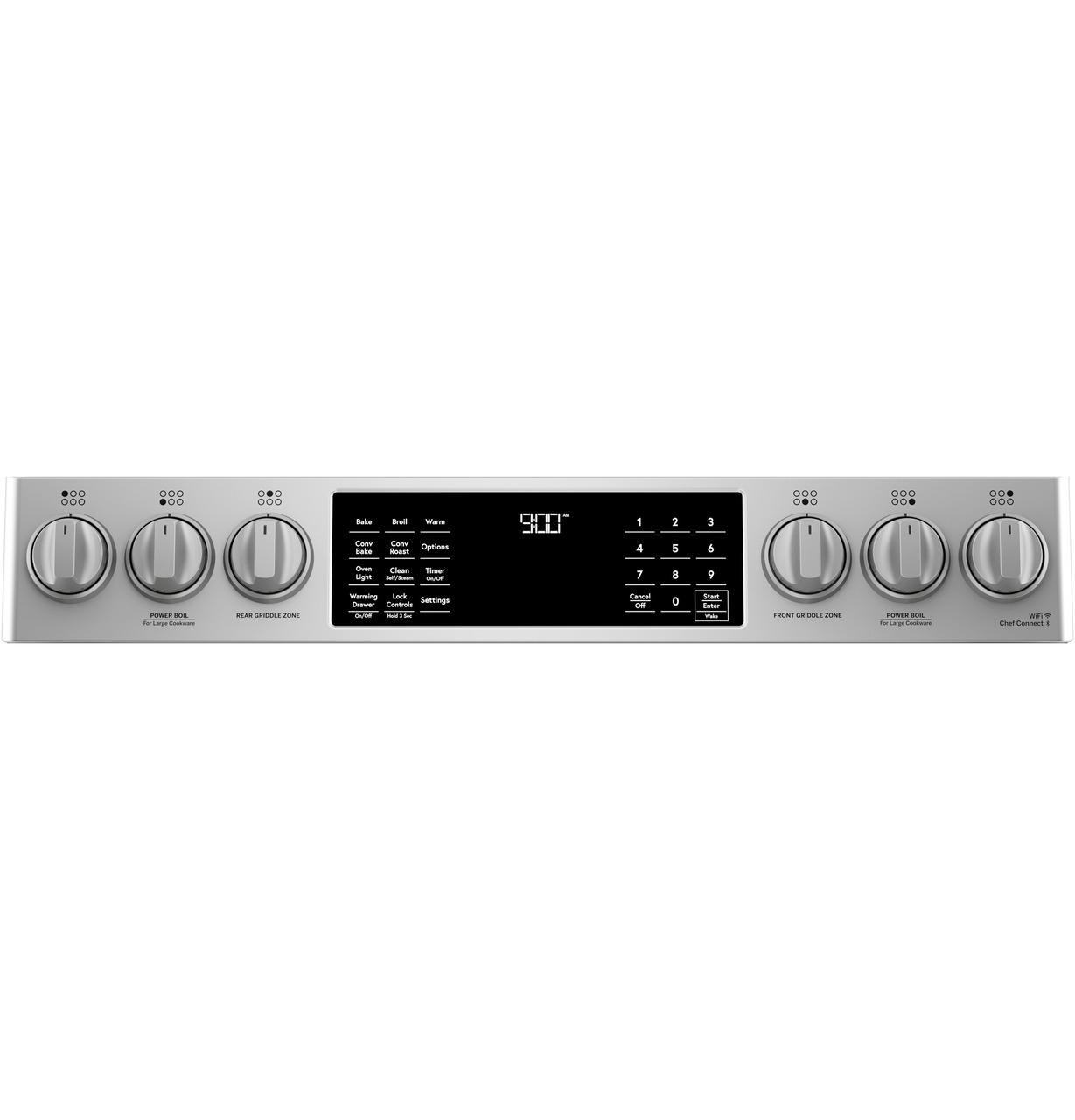 Cafe C2S900P2MS1 CAF(EBACK)™ 30" Smart Slide-In, Front-Control, Dual-Fuel Range with Warming Drawer