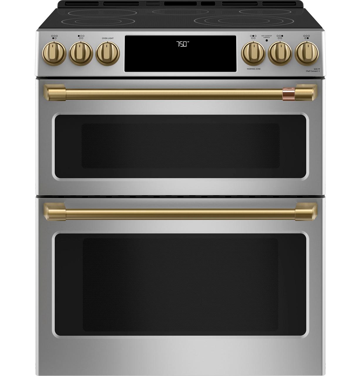 Cafe Caf(eback)™ 30" Smart Slide-In, Front-Control, Radiant and Convection Double-Oven Range