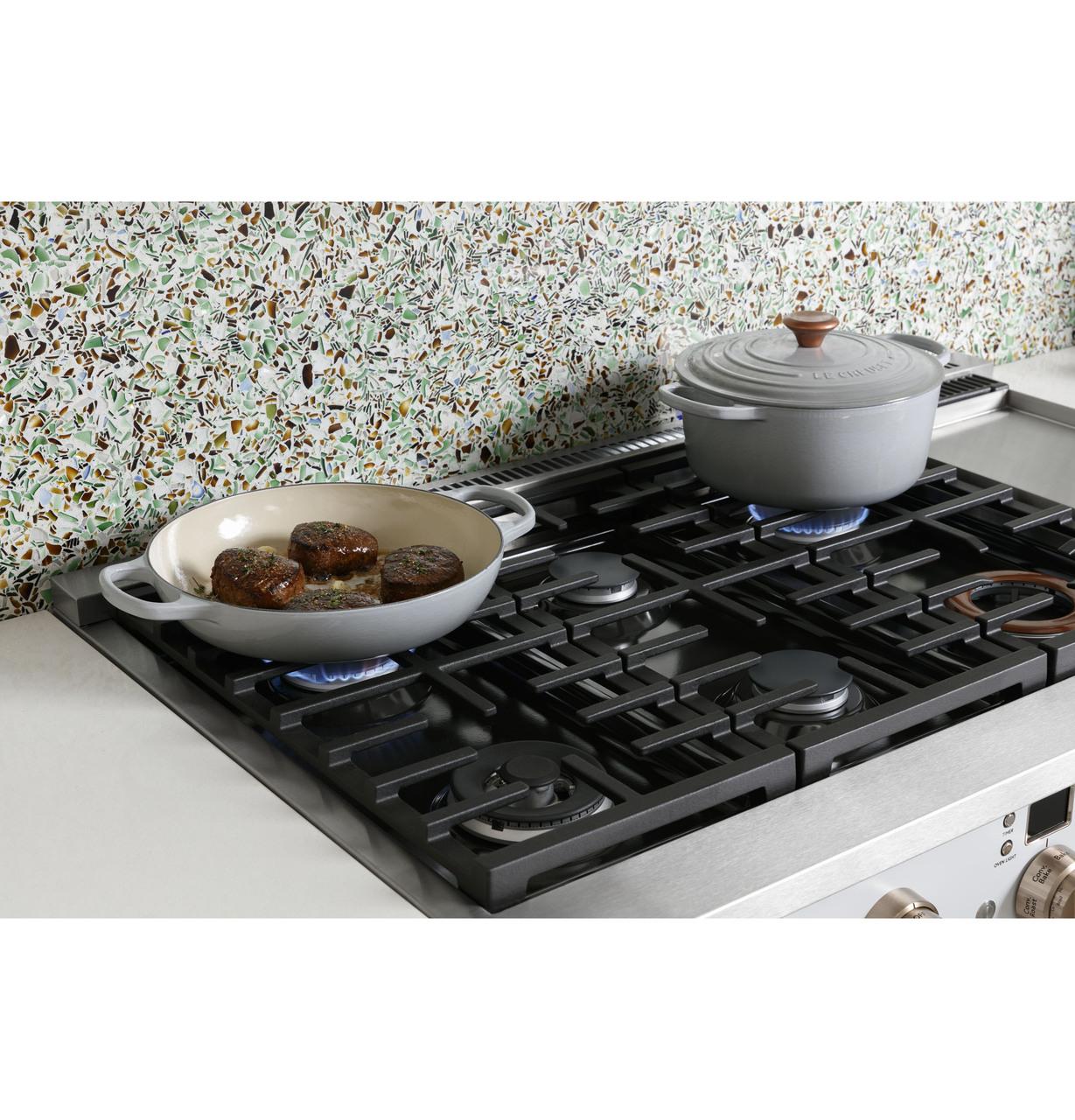 Cafe C2Y486P2TS1 CAF(EBACK)™ 48" Smart Dual-Fuel Commercial-Style Range with 6 Burners and Griddle (Natural Gas)