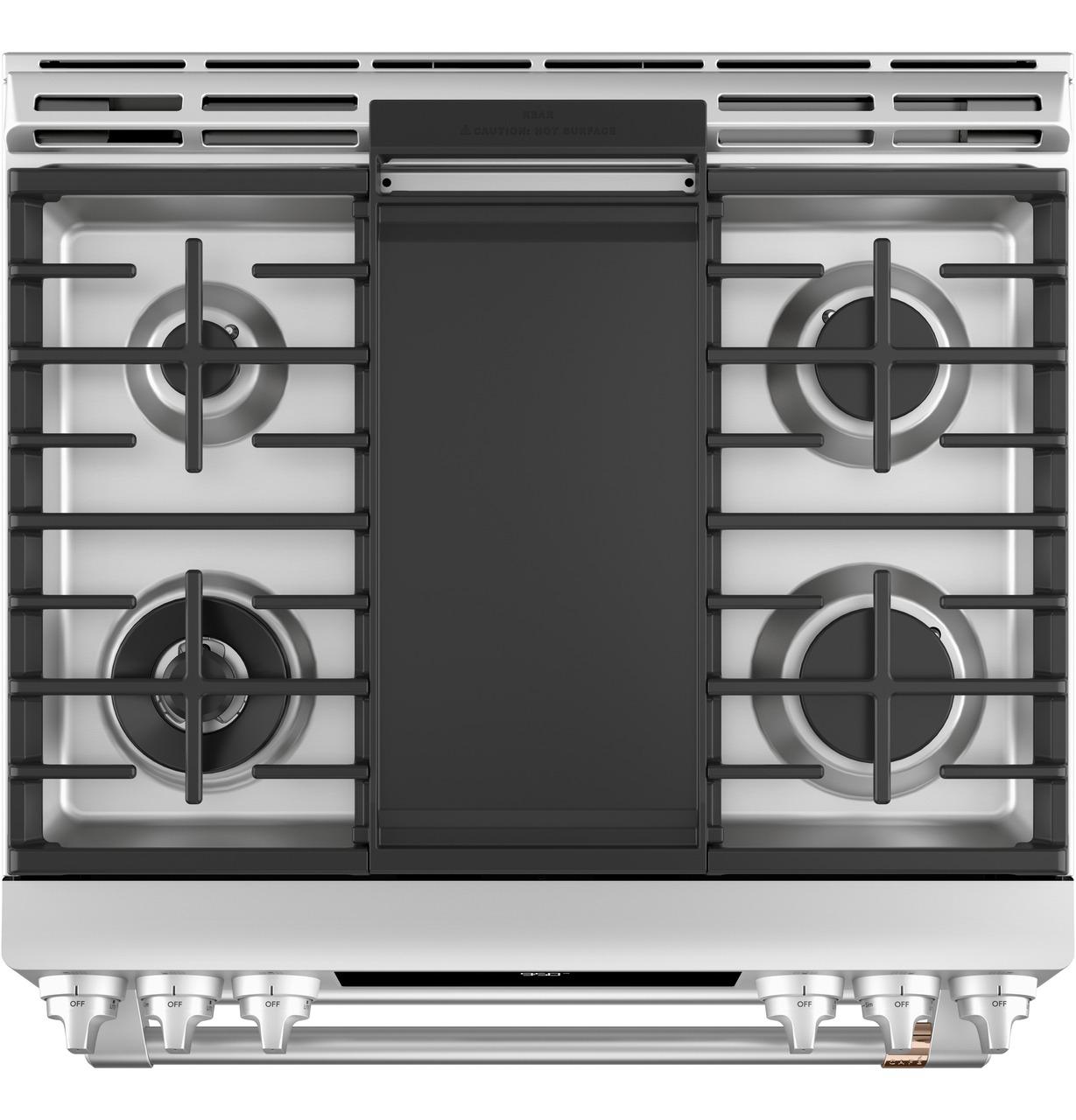 Cafe C2S950P2MS1 CAF(EBACK)™ 30" Smart Slide-In, Front-Control, Dual-Fuel, Double-Oven Range with Convection