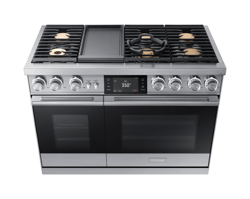 Dacor DOP48M96DLS 48" Pro Dual-Fuel Steam Range, Silver Stainless Steel, Natural Gas