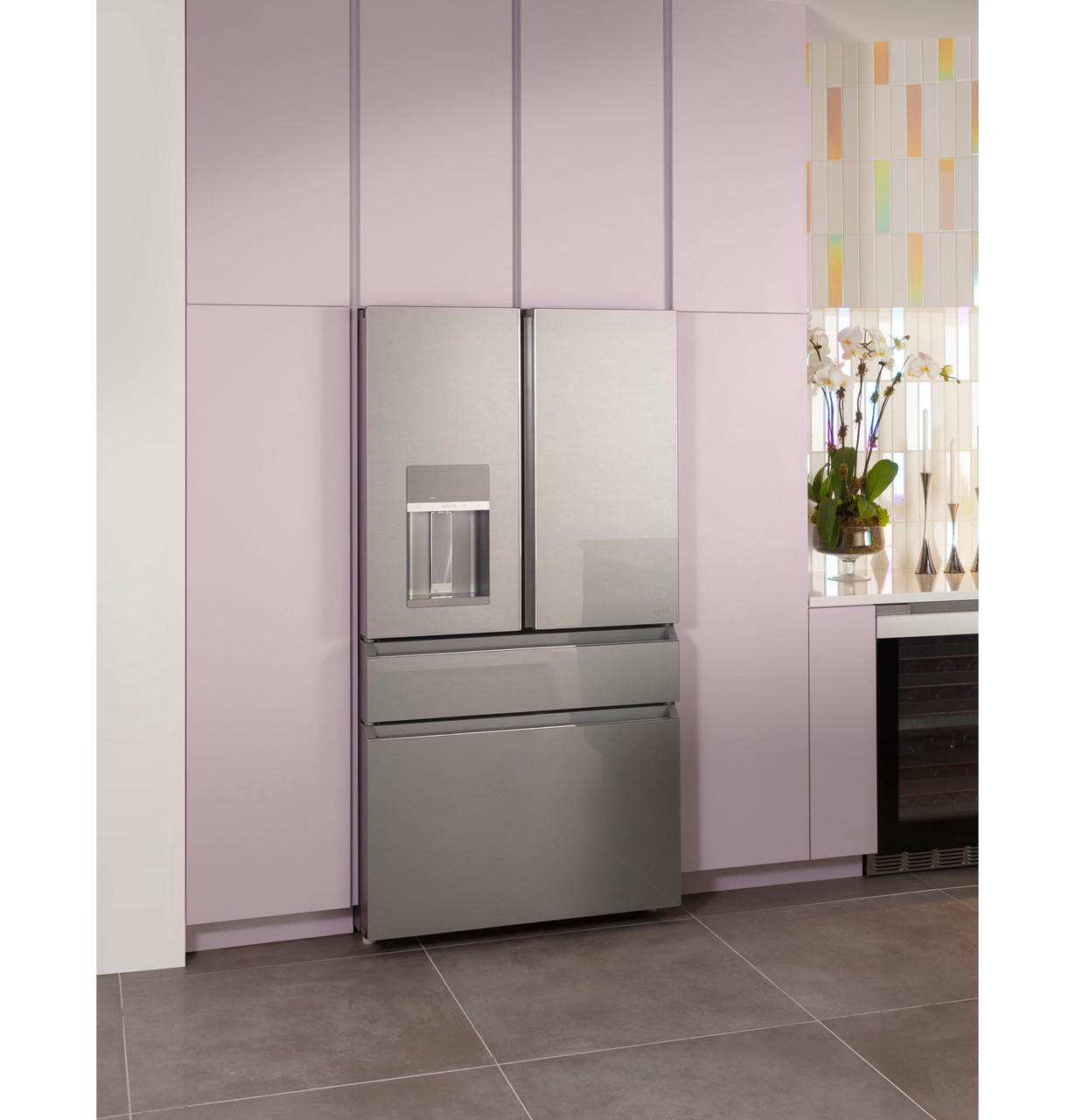 Cafe CXE22DM5PS5 CAF(EBACK)™ ENERGY STAR® 22.3 Cu. Ft. Smart Counter-Depth 4-Door French-Door Refrigerator in Platinum Glass