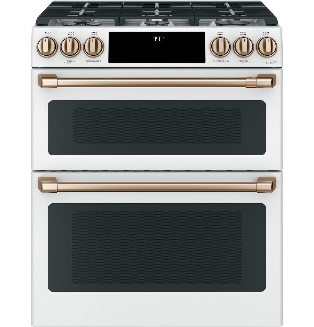 Cafe C2S950P4MW2 CAF(EBACK)™ 30" Smart Slide-In, Front-Control, Dual-Fuel, Double-Oven Range with Convection