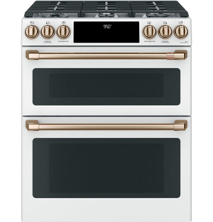 Cafe C2S950P4MW2 CAF(EBACK)™ 30" Smart Slide-In, Front-Control, Dual-Fuel, Double-Oven Range with Convection